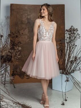 H&M Powder Pink Mesh Tulle Midi Skirt Lined Elastic Waist Coquette Size 4